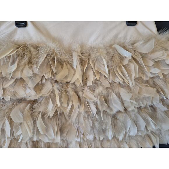 New W/Tag Y2K Bebe Womens Beige Tan Feathered Mini Skirt US 6 - Picture 7 of 8